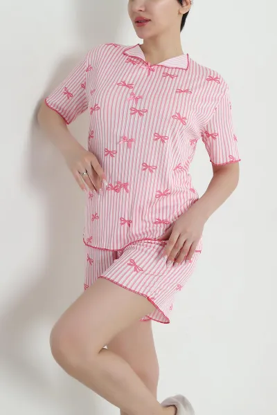 Fuşya Şortlu Kaşkorse Kadın Pijama Takımı 462232