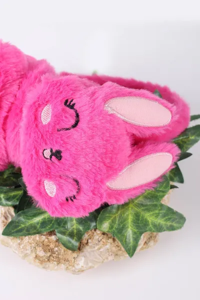 Fuşya Tavşan Nakışlı Kulaklı Figürlü Peluş Kulaklık 410737