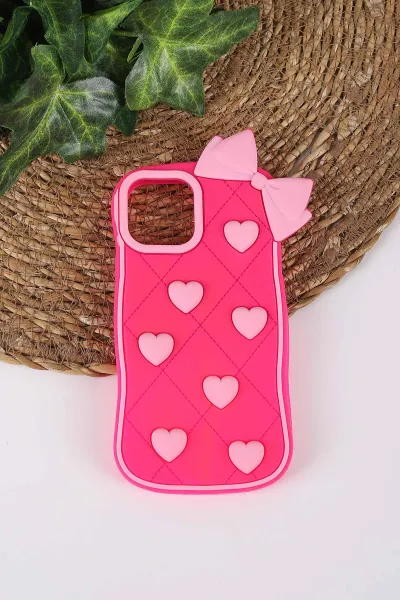 Fuşya TeknoCase İPhone 12 Uyumlu Terra Case Serisi Premium Kabartmalı Soft Silikon Telefon Kılıfı 430268