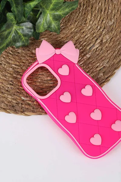Fuşya TeknoCase İPhone 15 Pro Max Uyumlu Terra Case Serisi Premium Kabartmalı Soft Silikon Telefon Kılıfı 430307