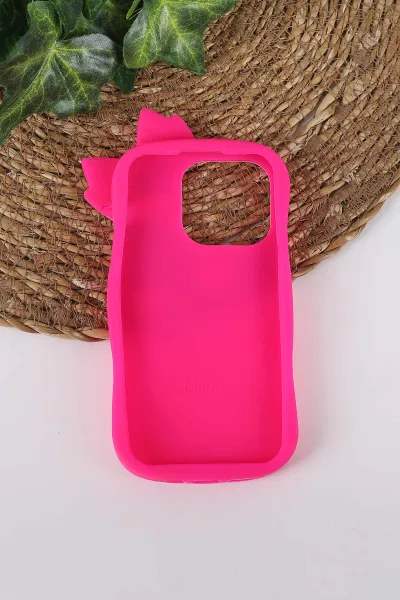 Fuşya TeknoCase İPhone 15 Pro Uyumlu Terra Case Serisi Premium Kabartmalı Soft Silikon Telefon Kılıfı 430303