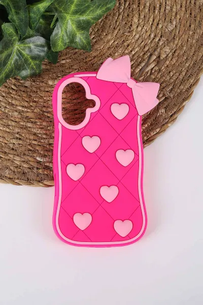 Fuşya TeknoCase İPhone 16 Plus Uyumlu Terra Case Serisi Premium Kabartmalı Soft Silikon Telefon Kılıfı 430315