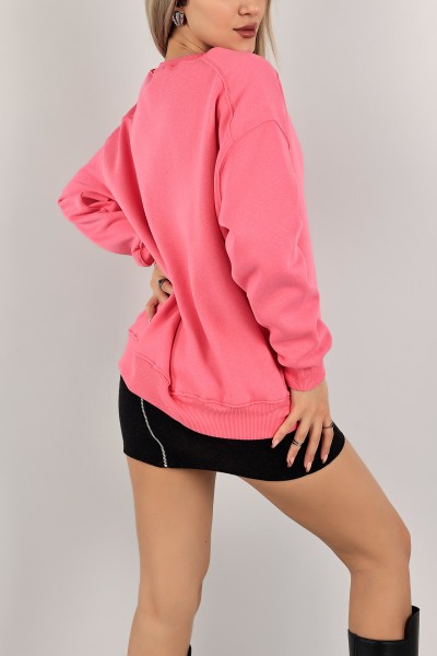 Fuşya Üç İplik Şardonlu Sweat 141591