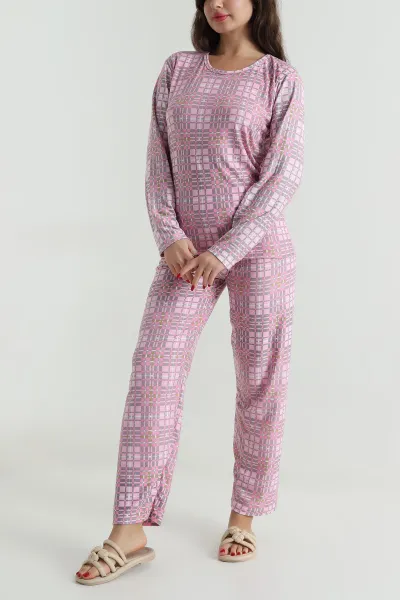Fuşya Uzun Kollu Süet Kadın Pijama Takımı 499336