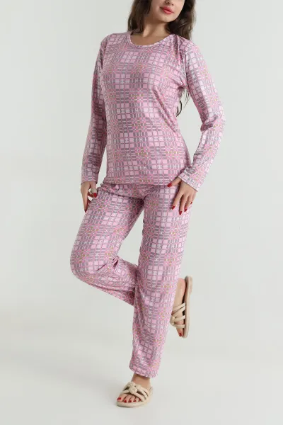 Fuşya Uzun Kollu Süet Kadın Pijama Takımı 499336