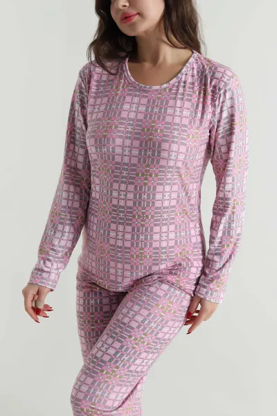 Fuşya Uzun Kollu Süet Kadın Pijama Takımı 499336