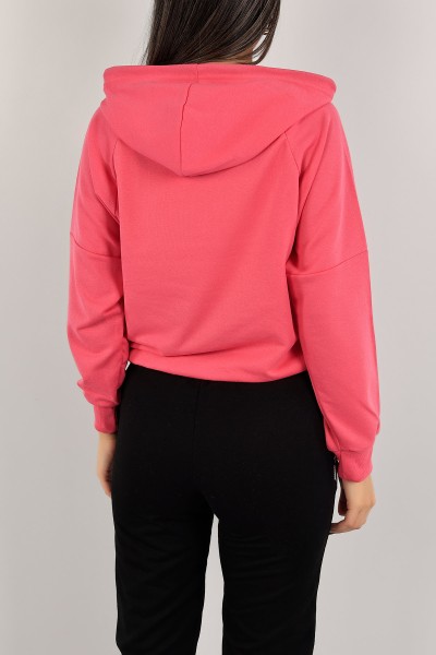 Fuşya Yarım Fermuarlı Beli Lastikli Sweat 140684