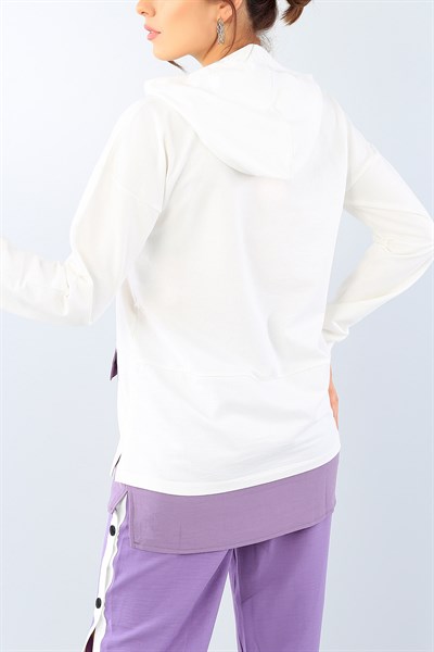 Garnili Cep Detay Krem Bayan Sweat 38575
