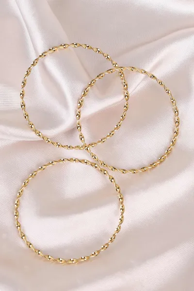 Gold 3'lü Burma Çelik Ajda Bilezik 484691