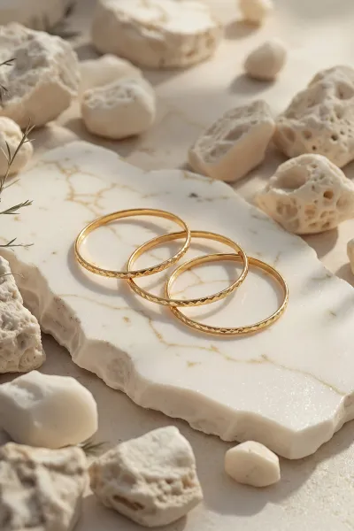 Gold 3'lü Üzeri Desenli Çelik Ajda Bilezik 434374