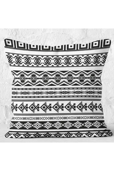 Siyah 43x43 Dijital Baskılı Fermuarlı Modern Kırlent Kılıfı 272756