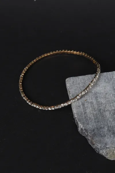 Gold Beyaz  Su Yolu Taşlı Lastikli Bileklik 308373