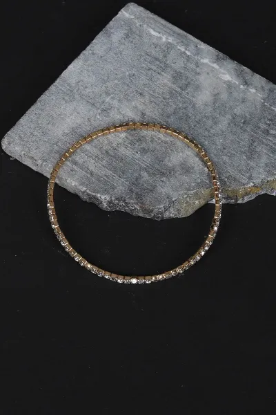 Gold Beyaz  Su Yolu Taşlı Lastikli Bileklik 308373