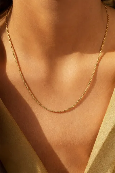 Gold Burgu Model İnce Unisex Çelik Zincir 431362