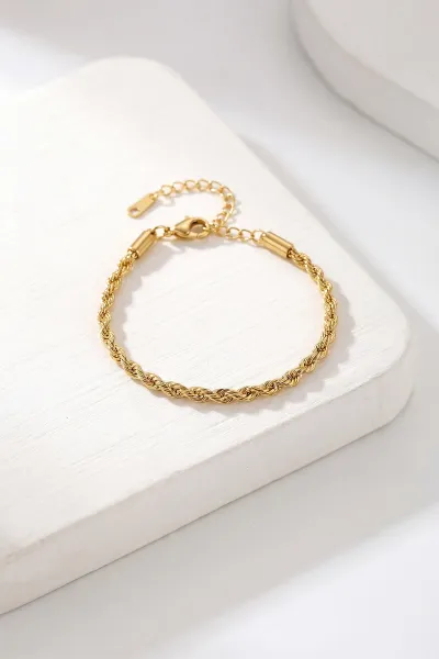 Gold Burgu Model Kalın Unisex Çelik Bileklik 431370