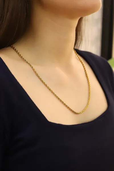 Gold Burgu Model Orta Unisex Çelik Zincir 426896