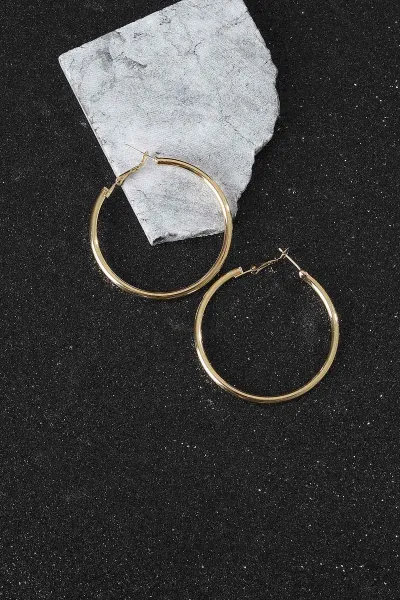 Gold Çap 5 Cm Çelik Küpe 302024