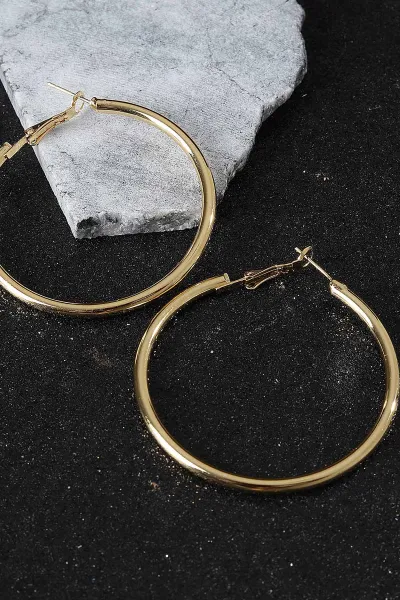 Gold Çap 5 Cm Çelik Küpe 302024
