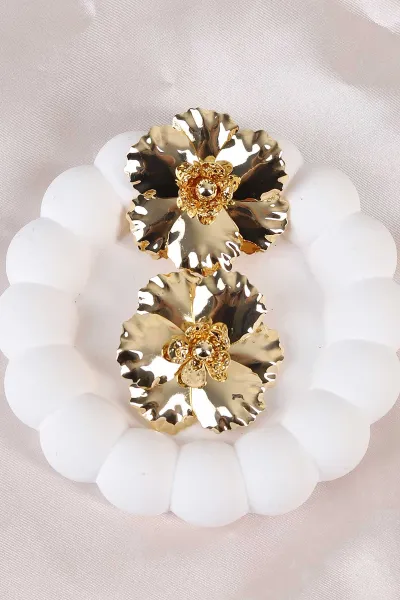 Gold Çiçek  Küpe 486482