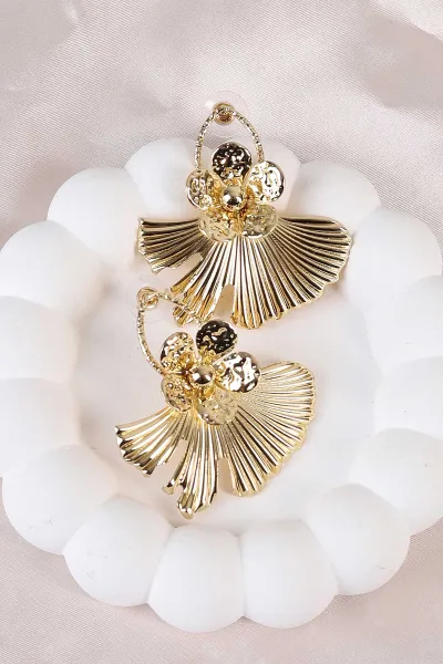 Gold Çiçek Küpe 486495