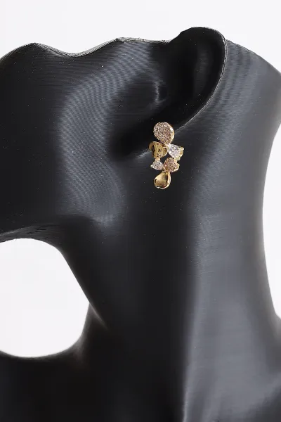 Gold Çiçek Model Küpe 371046