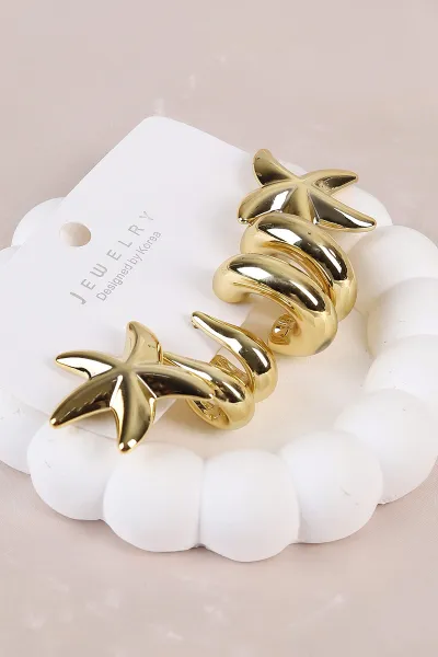 Gold Çoklu Karışık Model Plastik Küpe Seti 484671