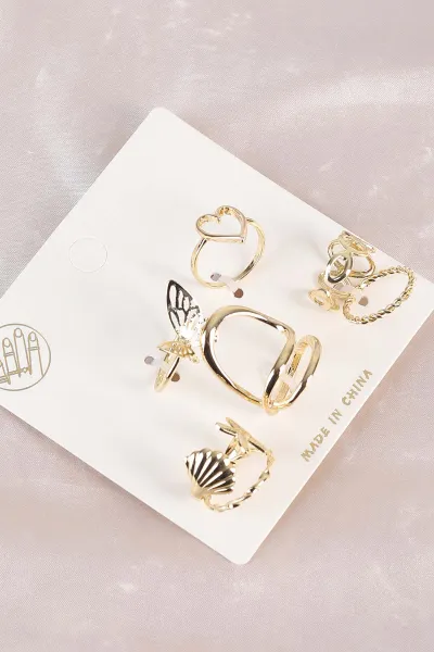 Gold Çoklu Karışık Model Yüzük Seti 491577