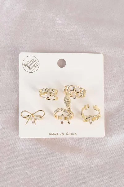 Gold Çoklu Karışık Model Yüzük Seti 491597