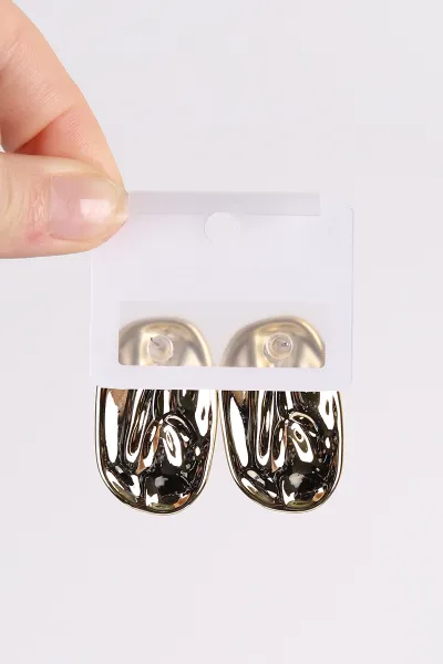Gold Dalgalı Model  Plastik Küpe 494566
