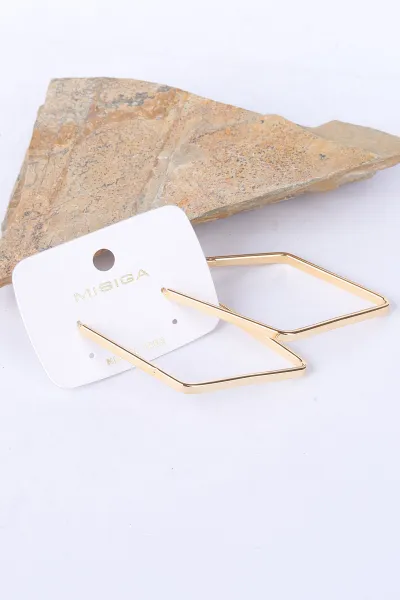 Gold Dörtgen Şekilli Küpe 330850