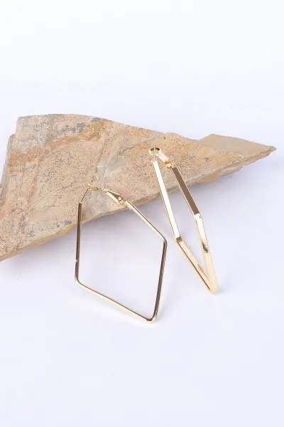 Gold Dörtgen Şekilli Küpe 330850