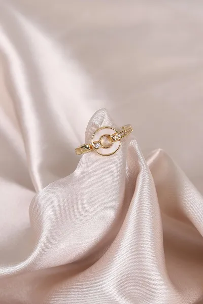 Gold Figürlü Mineli Ayarlanabilir Yüzük 479784