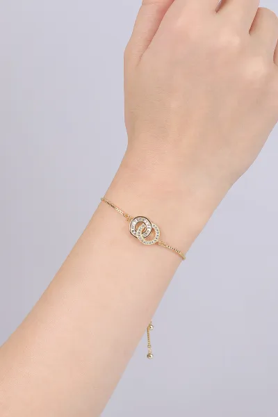 Gold Figürlü Zirkon Taşlı Sıkıştırmalı  Bileklik 474823
