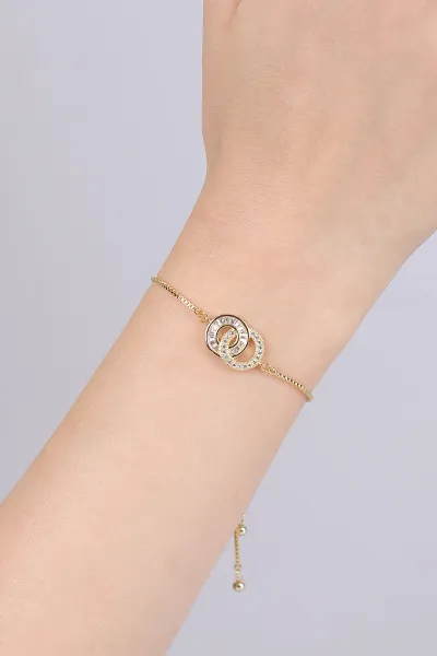 Gold Figürlü Zirkon Taşlı Sıkıştırmalı  Bileklik 474823