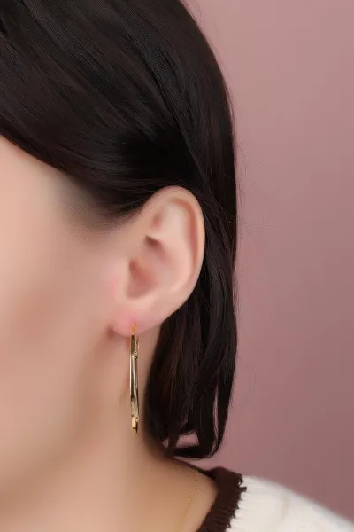 Gold Geometrik Halka Model Küpe 330937