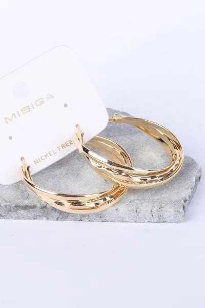 Gold İçe İçe Geçmeli Sarmal Model Küpe 330941