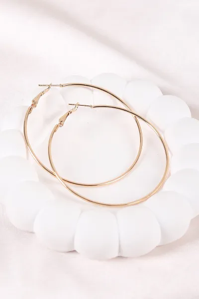 Gold İnce  Büyük Boy Halka  Küpe 448919