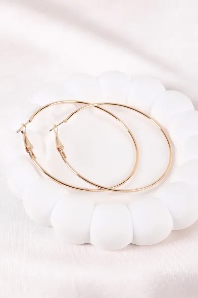 Gold İnce  Büyük Boy Halka  Küpe 448919