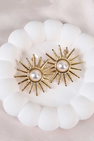 Gold İncili Güneş Küpe 486491
