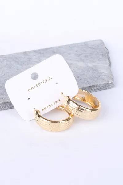 Gold İşlemeli Kalın Halka Model Küpe 330835