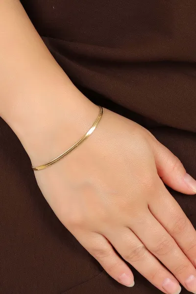 Gold İtalyan Ezme Çelik Bileklik 382424