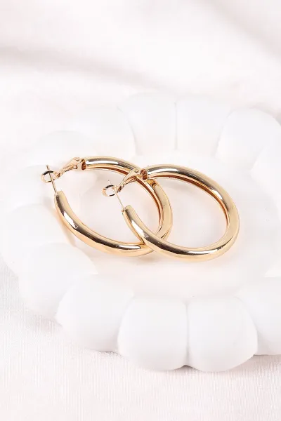 Gold Kalın Boru Halka Orta Boy Küpe 448831