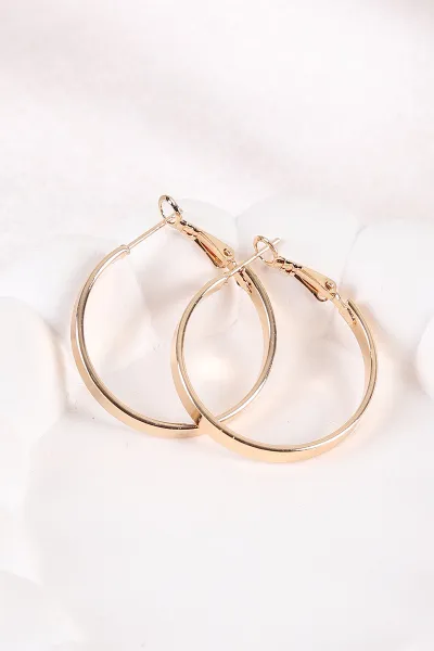 Gold Kalın Köşeli  Küçük Boy  Halka Küpe 448911