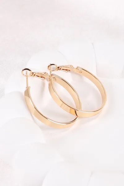 Gold Kalın Köşeli  Küçük Boy  Halka Küpe 448911