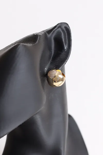 Gold Kalp Detaylı Top Küpe 371433