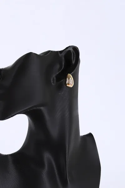 Gold Kalp Detaylı   Zirkon Taşlı  Küpe 371427