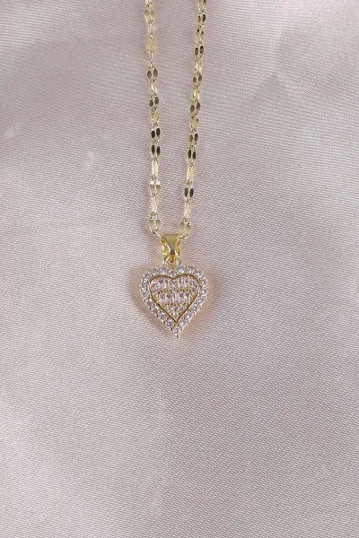 Gold Kalp  Model Taşlı Şık Kolye 498420