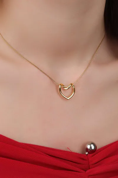 Gold Kalp Modelli  Çelik Kolye 285211