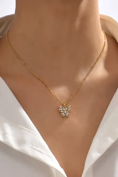 Gold Kelebek Figürlü  Şık Kolye 477920