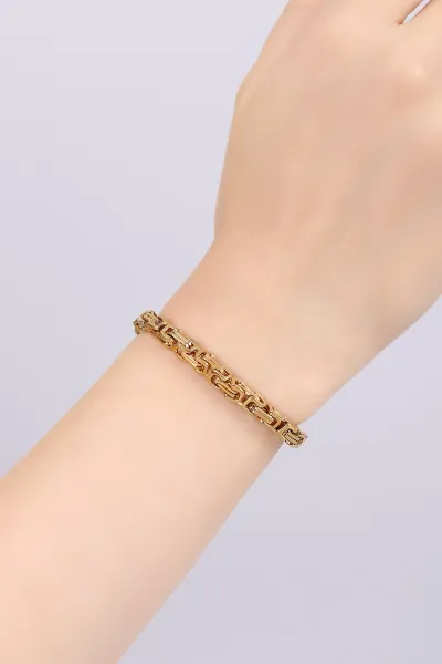 Gold Kral Kalın Zincirli   Unisex Çelik Bileklik 468935